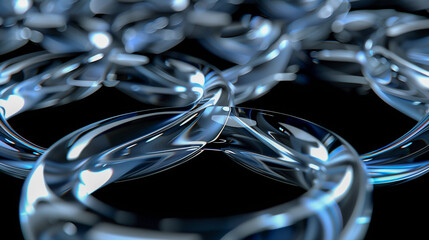 Abstract Glass Rings with Reflective Surfaces and Light Effects