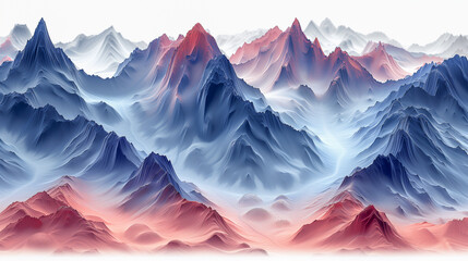 Fototapeta premium Abstract Mountain Range in Gradient Blue and Red Tones