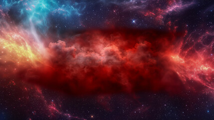 Naklejka premium Cosmic Red Nebula with Bright Stellar Light in Space..
