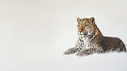 Fototapeta premium A Leopard Resting in the Snow