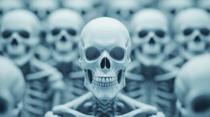 Fototapeta premium Life Cycles and Ecosystems Visualized: Skeleton Representations with Copy Space for Text in 8K High Detail