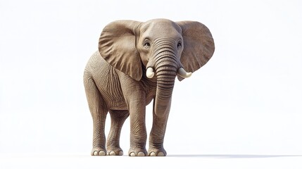 Majestic elephant displaying grace while standing against a pristine white background