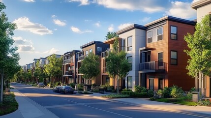 Experience an innovative contemporary urban neighborhood with newly developed multifamily residences, showcasing the intelligent application of generative AI for superior comfort and functionality.