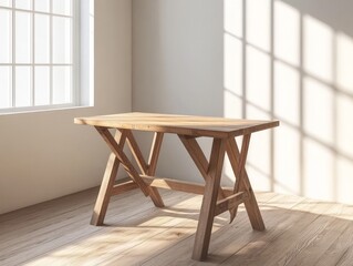 Wooden Table by a Window.