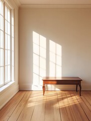 Sunlight Streaming Through a Window in an Empty Room.
