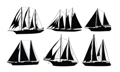The set silhouettes of a large sailing ships.
