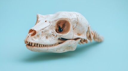 Naklejka premium Detailed Amphibian Skull with Cranial Features, Zoological Reference, Copy Space, 8K High Detail Image