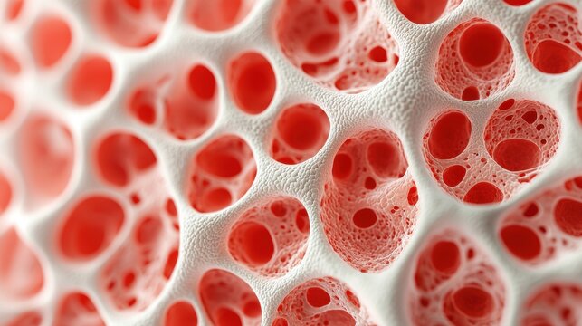 Microscopic Exploration of Bone Marrow Structure with Copy Space for Text, High Detail 8K Resolution Scientific Study