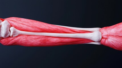 Detailed Study of Elbow Joint Anatomy: Bone and Muscle Interactions with Copy Space - High Resolution 8K Medical Illustration