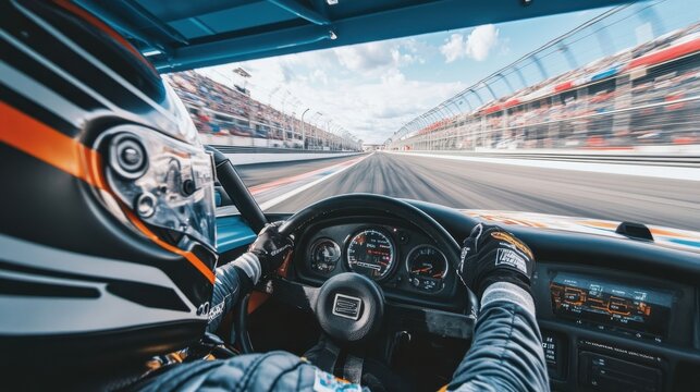 Exciting NASCAR race with a driver overtaking another car on a high-speed track at sunset, showcasing the thrill of motorsports and competition.