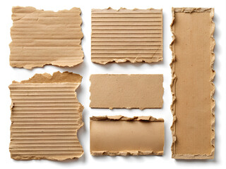 Fototapeta premium Different shape of Brown Cardboard paper pieces. isolated on white