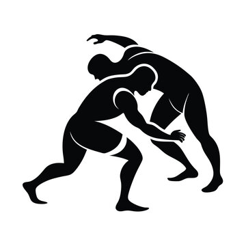 recommend clip art: Comics Style Freestyle Wrestling Silhouette Vector.