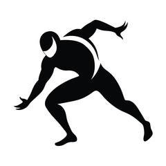 Comics Style Freestyle Wrestling Silhouette Vector.