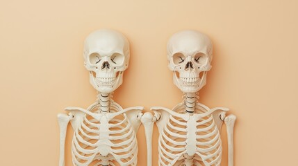 Evolutionary Comparison of Human and Chimpanzee Skeletons - Detailed 8K Illustration with Copy Space