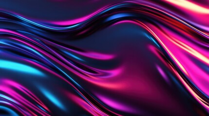 Fototapeta premium Vibrant abstract waves of metallic colors flow smoothly, creating a captivating display of light and movement in a rich palette of shades
