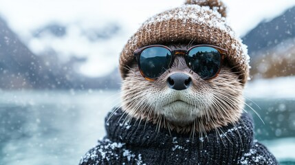 Cool Otter in Winter.