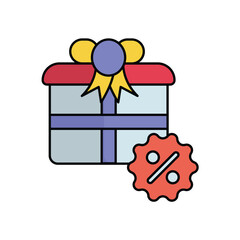 gift box color line icon with white background vector stock illustration