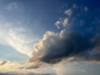 Fantastic sky background, sunlight in the sky, cloudscape and heavens background