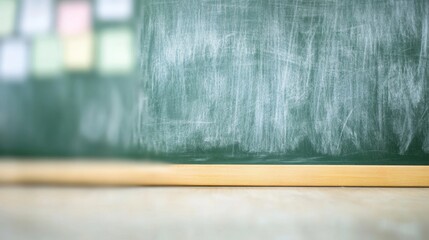 The chalkboard stands empty in a well-lit classroom, prepared for upcoming lessons and eager students to engage in learning