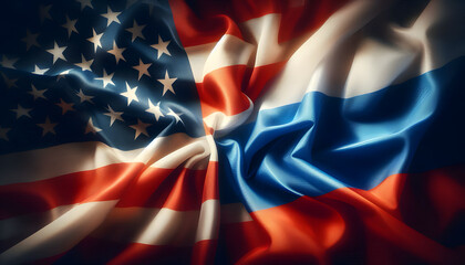 The flags of the United States of America and Russia side by side