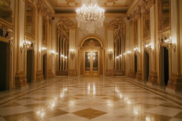Fototapeta premium Grand Hallway with Golden Decorations.