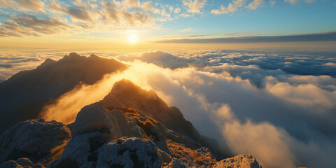 above the clouds panoramic view in the sky