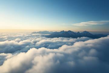 Obraz premium above the clouds panoramic view in the sky