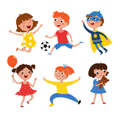 Cute happy kids vector illustration