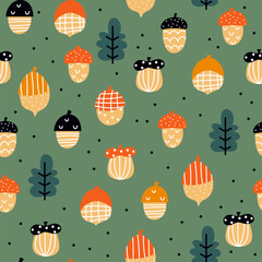 Funny fall pattern with acorns