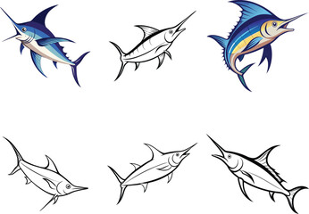  Swordfish icon vector art silhouette