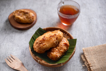 Kue Gemblong, Getas, Kemplang, Indonesian Traditional Snack made from Sticky Rice Coated with Sugar. Perfect for recipe, article, catalogue, commercial, or any cooking content.