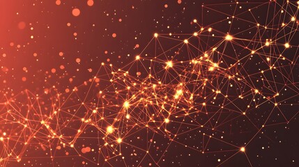 Fototapeta premium Abstract Red Network Connection with Glowing Points