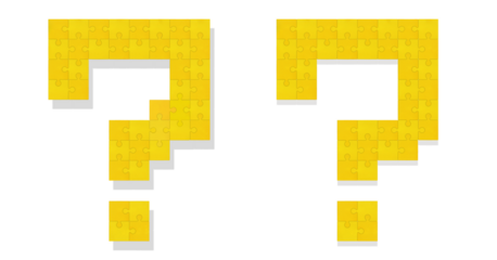 黄色いパズルを組み合わせたはてなマークのセット