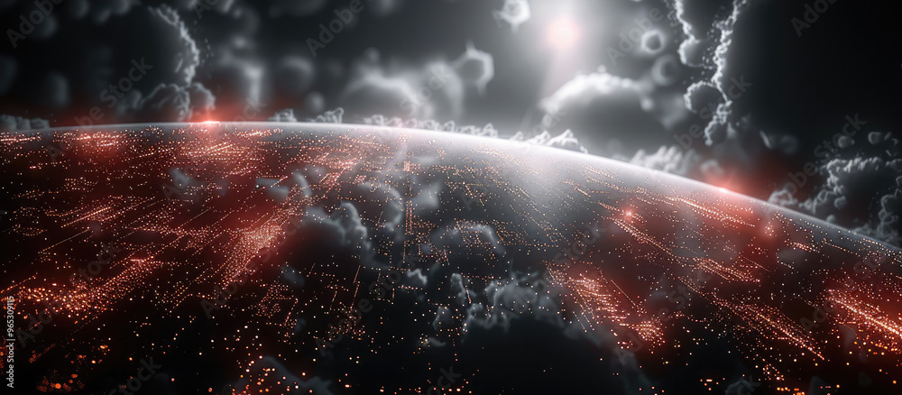 Poster Background for the front page of the site in space dark techno with black style. Generative AI.