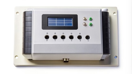 Fototapeta premium A solar charge controller isolated on a white background, system, equipment, power, innovation, sustainability, electronic, solar power, technology, renewable energy