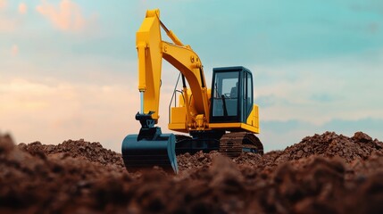 Industrial Transformation: Heavy Machinery Powering Landscape Development with Oil | 8K High Detail Image with Copy Space