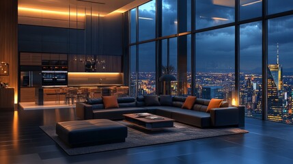 Luxurious interior of a modern living room,