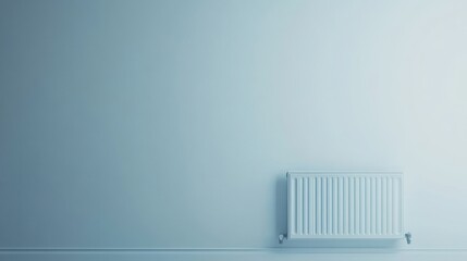 Modern minimalist white radiator on clean blue wall