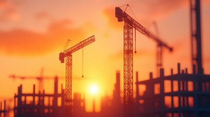 Obraz premium Constructing Urban Oil Facilities for Future Development with Copy Space, 8K Detail