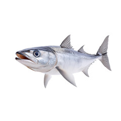 Fototapeta premium A beautiful fish showcasing its silvery scales and streamlined body, ideal for culinary or marine-themed projects.