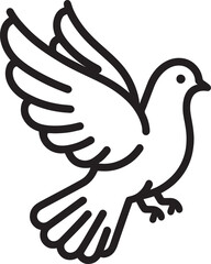 Beautiful Dove bird flying Silhouette vector illustration isolated on a white background