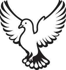 Beautiful Dove bird flying Silhouette vector illustration isolated on a white background