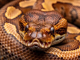 Fototapeta premium Close-up of python head. Snake coiled.