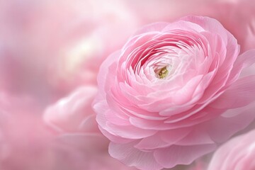 Soft pink ranunculus bloom on delicate background