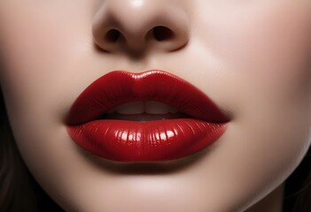 Obraz premium Close-up shot of beautiful woman lips