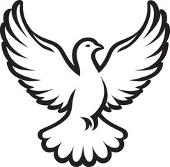 Beautiful Dove bird flying Silhouette vector illustration isolated on a white background
