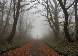 Naklejka premium An image of a dense overgrown forest with a foggy sky