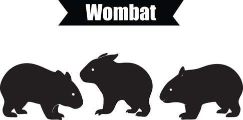 Obraz premium Wombat Versatile Black Silhouette Vector Series