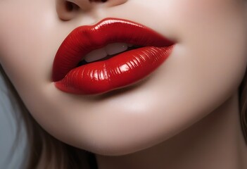 Obraz premium Close-up shot of beautiful woman lips