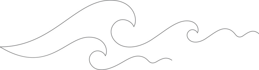 Sea wave one continuous line. Drawing one line of sea wave.